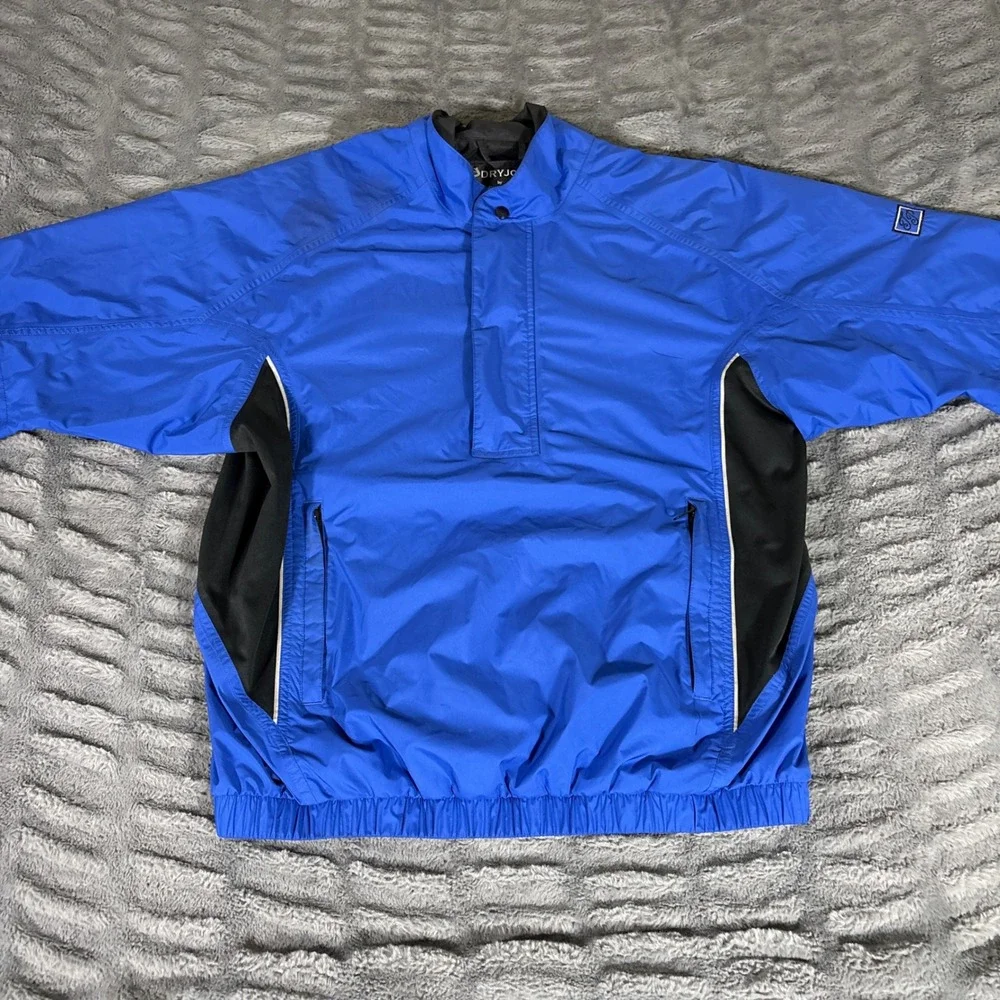 FootJoy DryJoys Mens Medium Short Sleeve Golf Rain Shirt Blue Black AR486